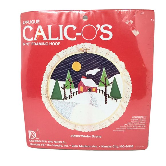 Calicos Vtg 1982 Applique Winter Scene 10 inch Framing Hoop Kit No 2206 NIP - Picture 1 of 8